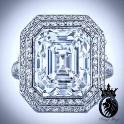 Victorian Era Vintage Royal Emerald Cut Diamond Engagement Ring