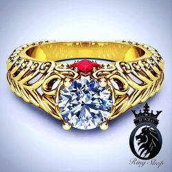 Victorian Yellow Gold Diamond and Ruby Engagement Ring