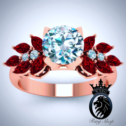 The Autumn Queen Rose Gold Diamond And Ruby Engagement Ring