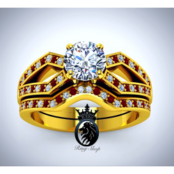 Wonder Woman Inspired Deluxe Gold Engagement Ring Set