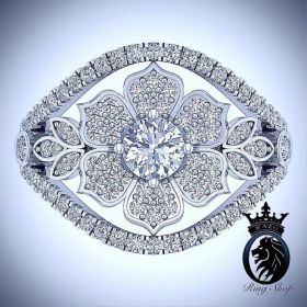 Mandala Flower Inspired White Gold Diamond Engagement Ring