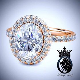 Oval Cut Diamond Rose Gold Halo Engagement Ring