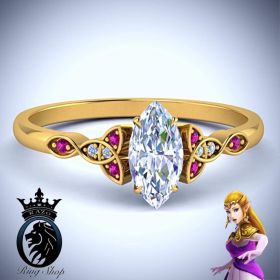 Princess Zelda Inspired Diamond and Pink Ruby Engagement Ring