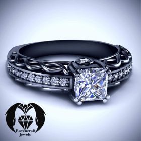 Vintage Goth Princess Infinity Diamond Engagement Ring