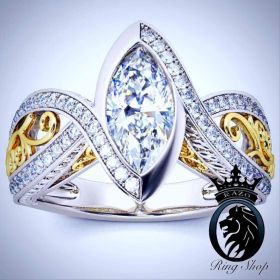 Vintage Marquise Royal Diamond White Gold Engagement Ring