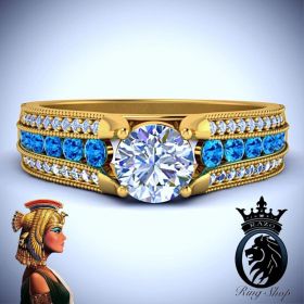 Cleopatra Queen of the Nile Aquamarine and Gold Egyptian Ring