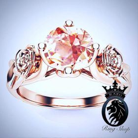 Rose Gold Morganite Rose Floral Engagement Ring