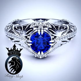 Sapphire Butterfly White Gold Diamond Engagement Ring