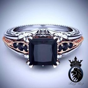 Princess Cut Black Diamond Vintage Engagement Ring
