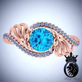 Disney Princess Jasmine Inspired Aquamarine on Rose Gold Engagement Ring
