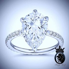 2.5Ct Pear Cut Diamond White Gold Vintage Engagement Ring