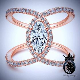 Rose Gold Marquise Cut Diamond Designer Ring