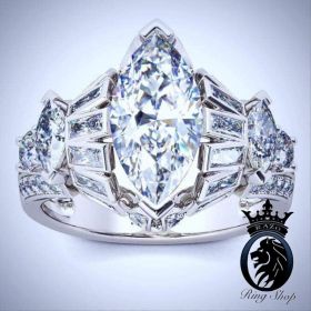Elegant Modern Marquise Cut 7.7cts Total Diamond Engagement Ring