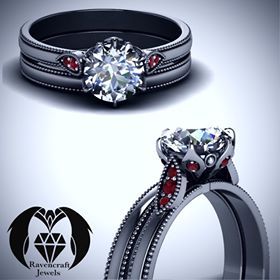 Black Lily Ruby Diamond Engagement Ring Set