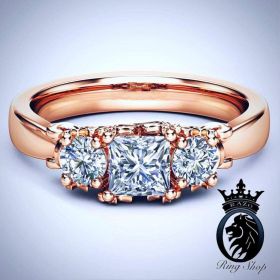 Petite Vintage Rose Gold Princess Cut Diamond Engagement Ring
