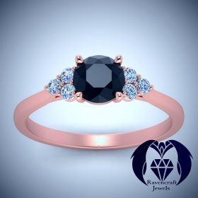 Classic Petite Black Diamond on Rose Gold Engagement Ring 