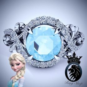 Disney Princess Elsa Inspired 3.5ct Aquamarine Engagement Ring