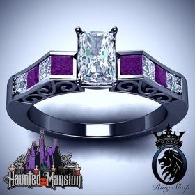 Disney’s Haunted Mansion Black Gold Amethyst Diamond Engagement Ring