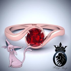 Pokemon Espeon Inspired Rose Gold Ruby Engagement Ring
