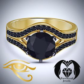 Eye of Horus Egyptian Black Diamond God Engagement Ring