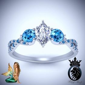 Mermaid Inspired Aquamarine Diamond Engagement Ring