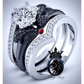 Queen Cobra Triple Diamond Engagement Ring Set