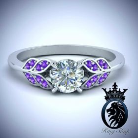 Fields of Lavender Amethyst Nature Engagement Ring