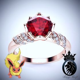 Pokemon Flareon Inspired Rose Gold Ruby Engagement Ring