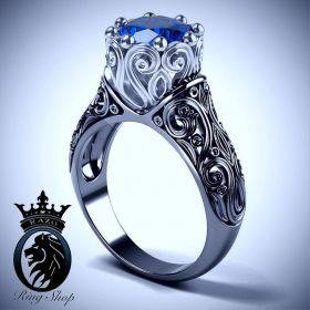 Gothic Queen of Oceans Sapphire Engagement Ring
