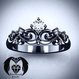 Gothic Tiara Black Gold Princess Promise Ring