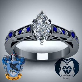 Harry Potter Ravenclaw Inspired Marquise Diamond Engagement Ring