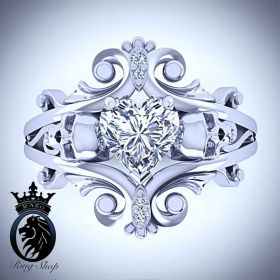 Heart Cut Diamond White Gold Skull Queen Ring