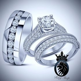 His and Hers Classic White Gold Diamond Engagement Set