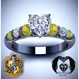 Hufflepuff Love Black Gold Canary Diamond Engagement Ring