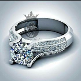 Stunning Swarovski White Diamond on White Gold Engagement Ring