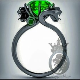 Harry Potter Slytherin 4.25 Emerald Solitaire Black Gold Engagement Ring