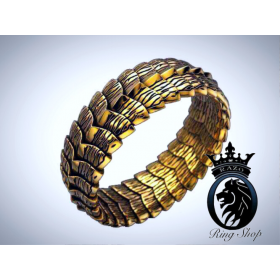 Golden Dragon Scale Band Ring