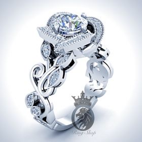 FloralFlower  White Gold Engagement Ring