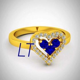 Disney's Beauty and The Beast Inspired Heart Sapphire Swarovski Yellow Gold Engagement Ring