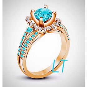 Disney's Pocahontas Inspired Aqua Swarovski Rose Gold Engagement Ring
