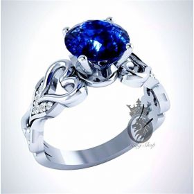 Kingdom Hearts Inspired Blue Sapphire Engagement Promise Ring
