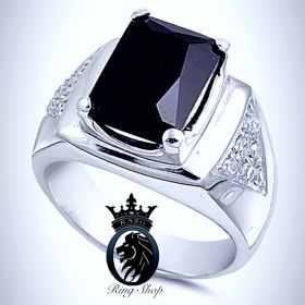 Black Diamond Men's Sterling Silver Promise Ring