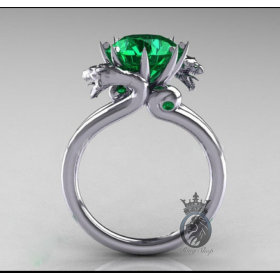 Harry Potter Slytherin 4.25 Emerald Solitaire Engagement Ring
