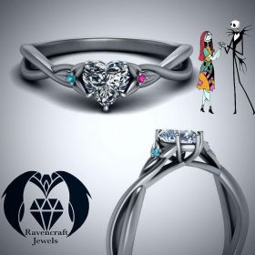 Jack and Sally Eternal love NBC Black Gold Heart Cut Engagement Ring