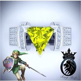 Legend of Zelda Inspired Canary Diamond Triforce Engagement Ring