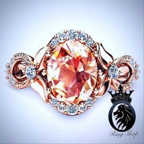 Oval Cut Morganite Rose Gold Floral Engagement Ring