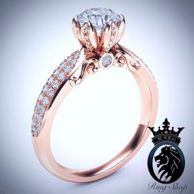 Petite Elven Princess Rose Gold Diamond Engagement Ring