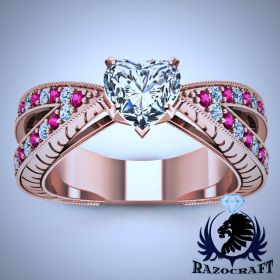 Power of Love - Rose Gold Heart Cut Diamond Engagement Ring