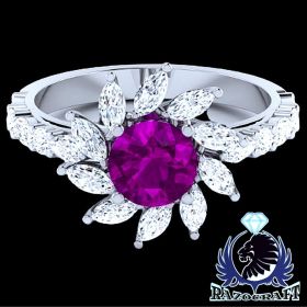 Purple Sunrise - Amethyst Floral Engagement Ring