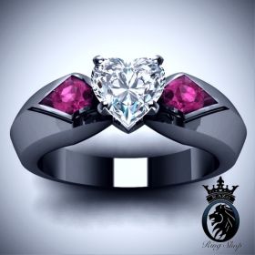7 Deadly Sins Lust Inspired Pink Ruby Black Gold Engagement Ring